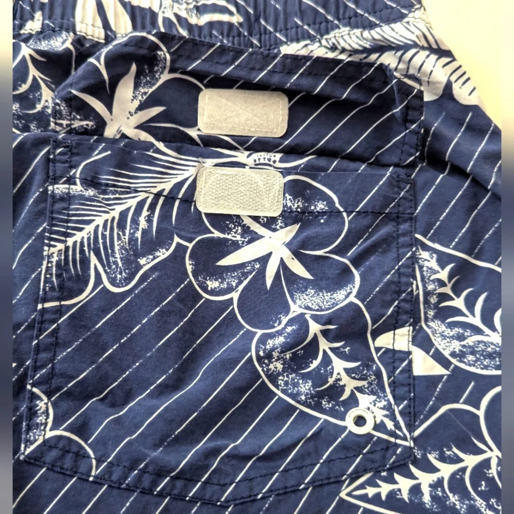 Reyn Spooner Shorts Men's 2XL Blue Swim Trunks Drawstring Floral Hawaiiain